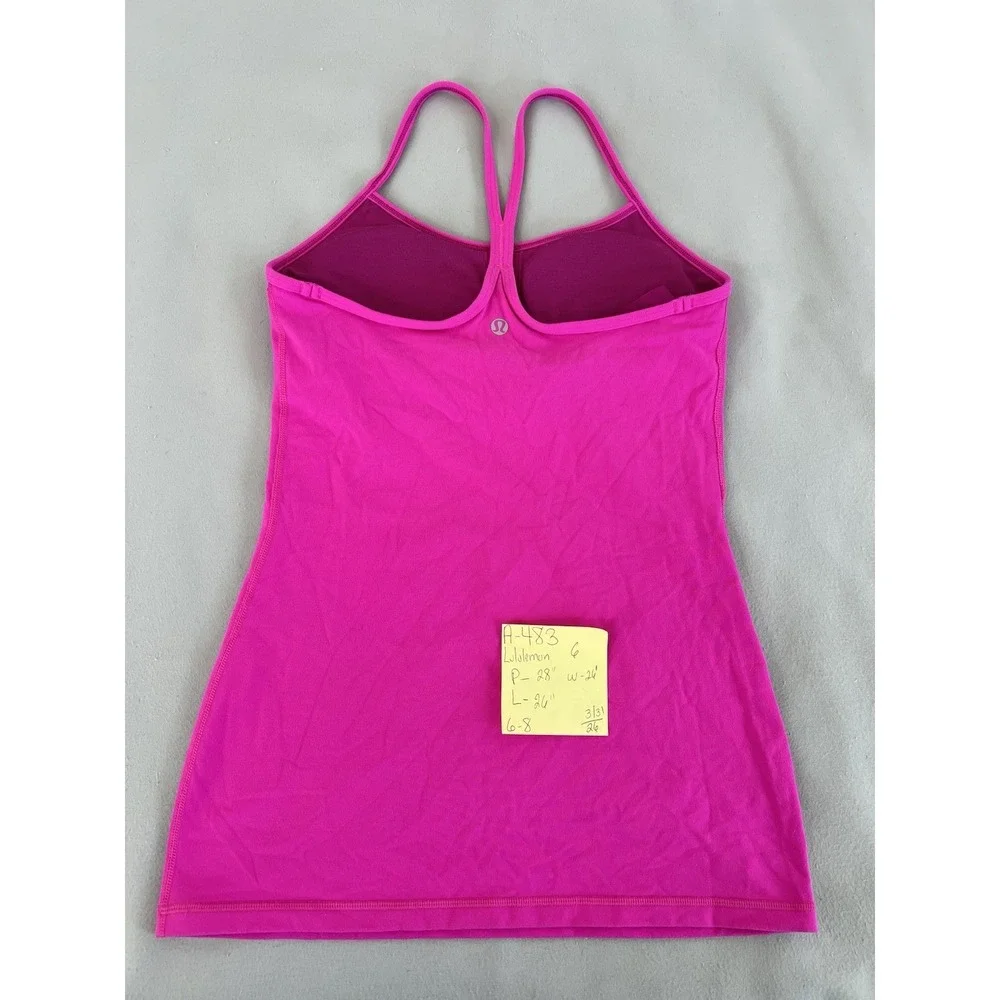 Lululemon Womens Pink Tank‎ Top Sleeveless Racerback Strap sports bra Size-6